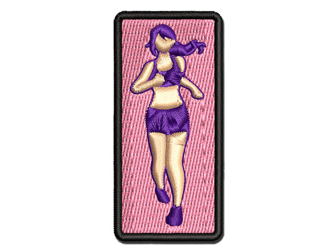 Running Woman Fitness Exercise Marathon Workout Jogging Track and Field Multi-Color Embroidered Iron-On or Hook & Loop Patch Applique